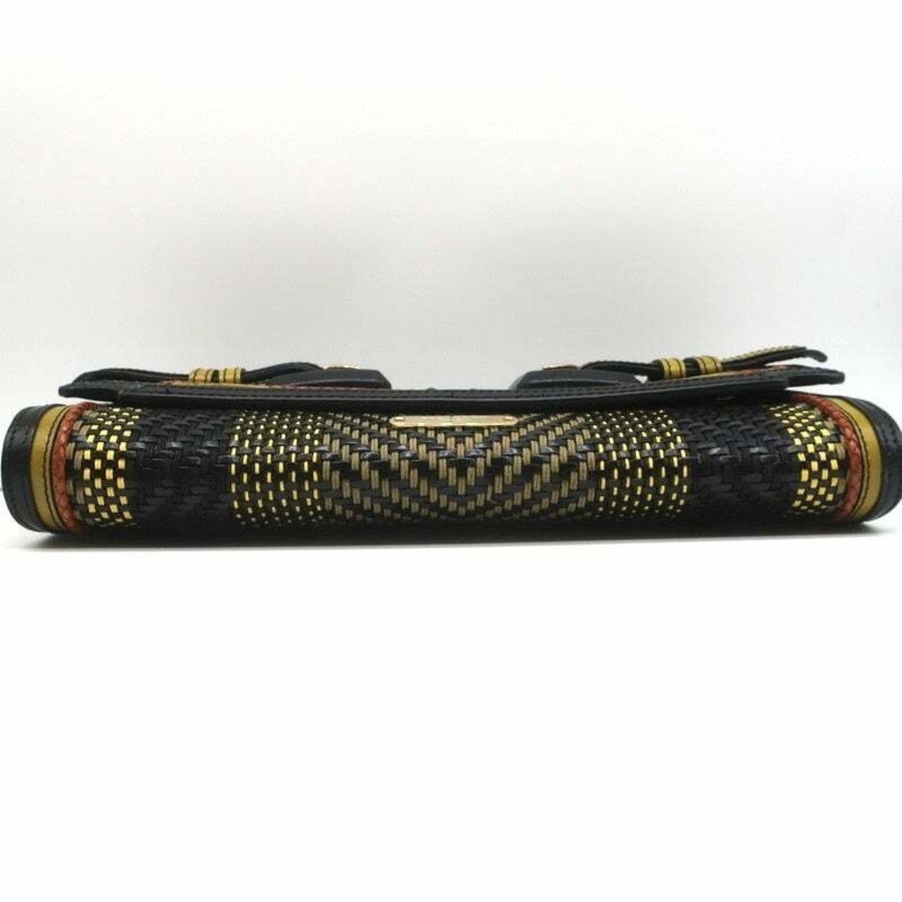 Burberry Prorsum Margot Oversize Buckle Clutch Black/Multi Woven Leather - Picture 7 of 12